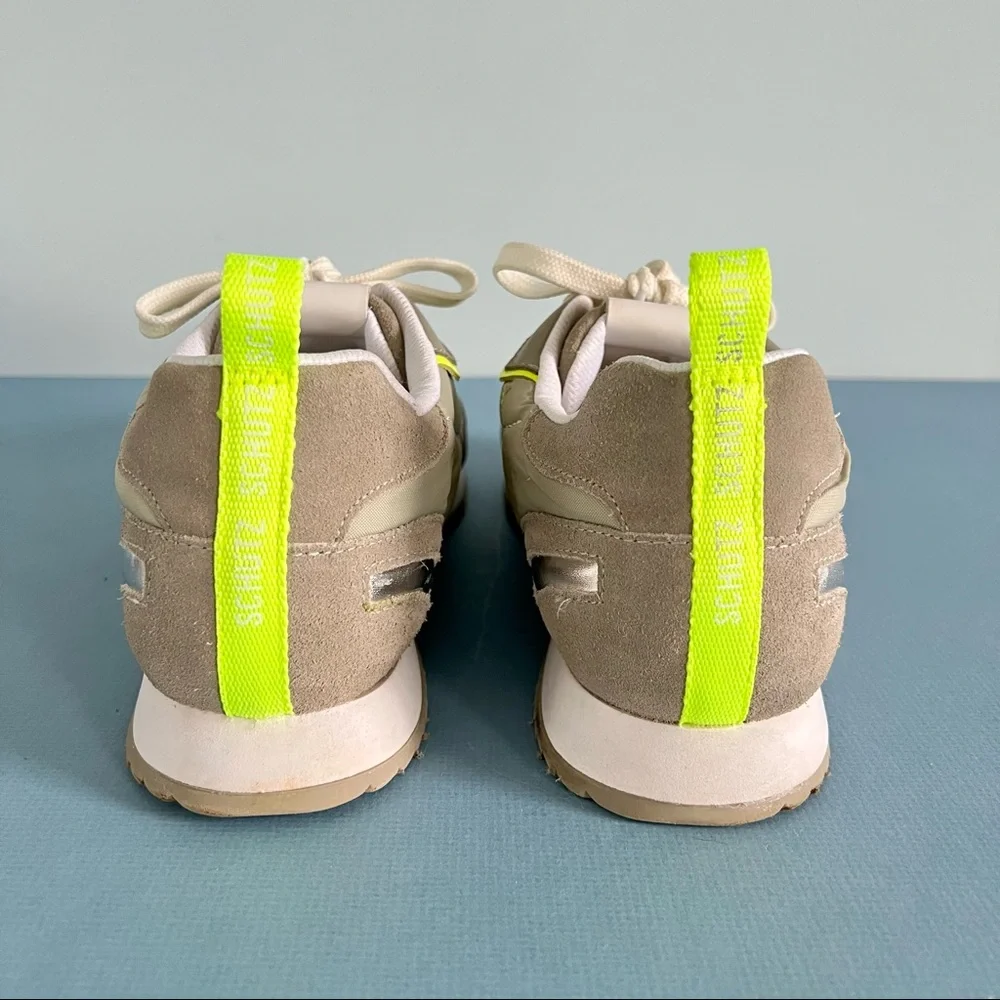 Schutz‎ Penny Quilted Grey & Green Trendy Retro Lace Up Sneakers